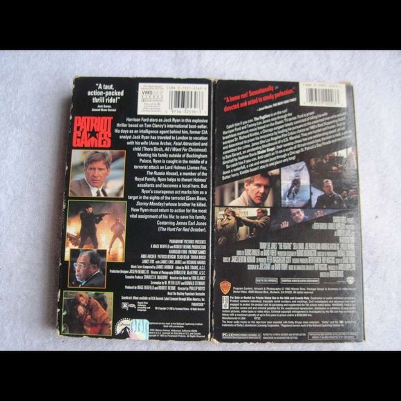 Harrison Ford Patriot Games The Fugitive Action VHS Cassette Tape Bundle for $2 - Picture 2 of 3